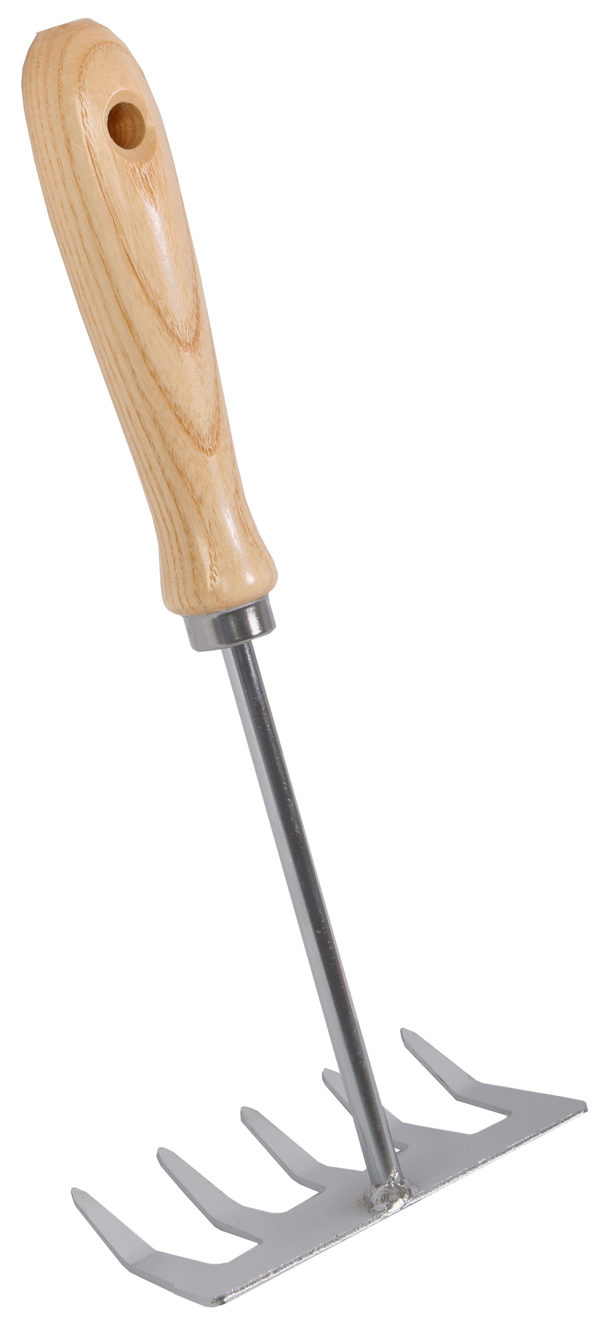 Handharkje - 5 tanden - Verzinkt staal - Essenhouten handvat